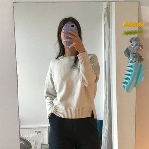 Knit Crewneck Sweater, White